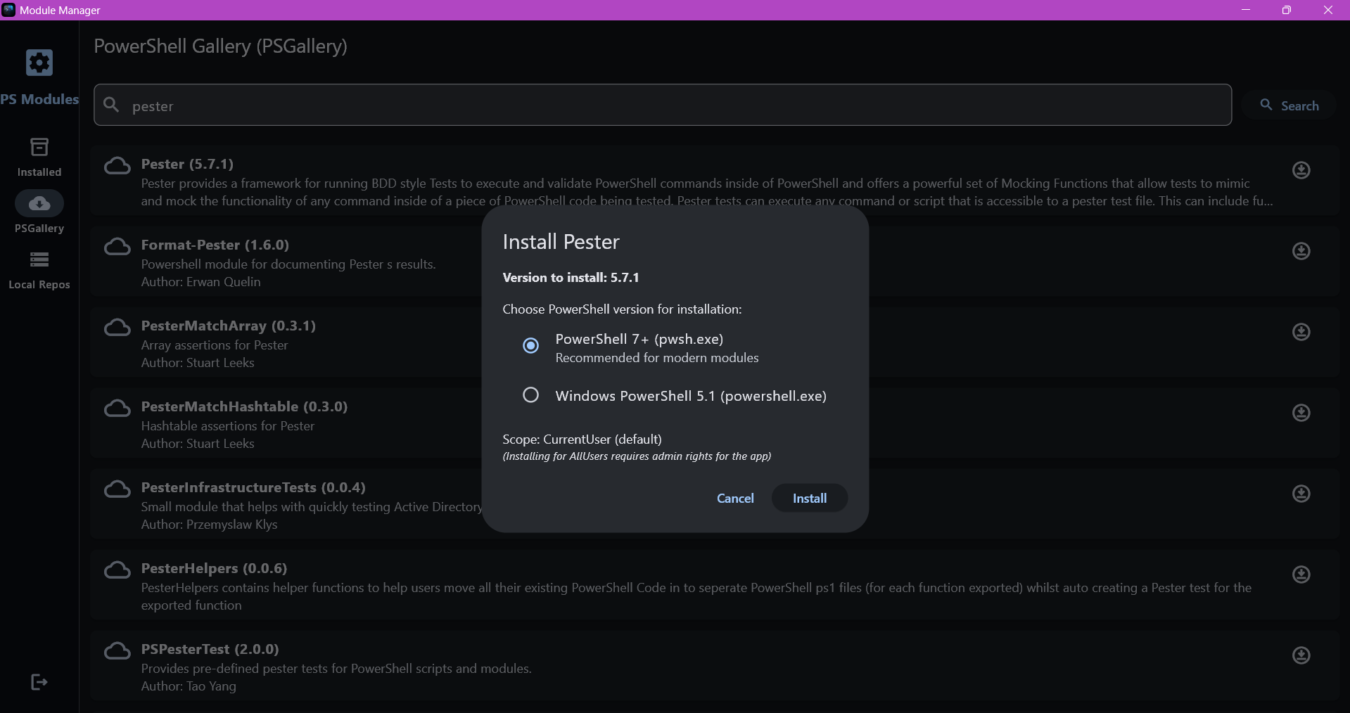 Module Manager screenshot 1