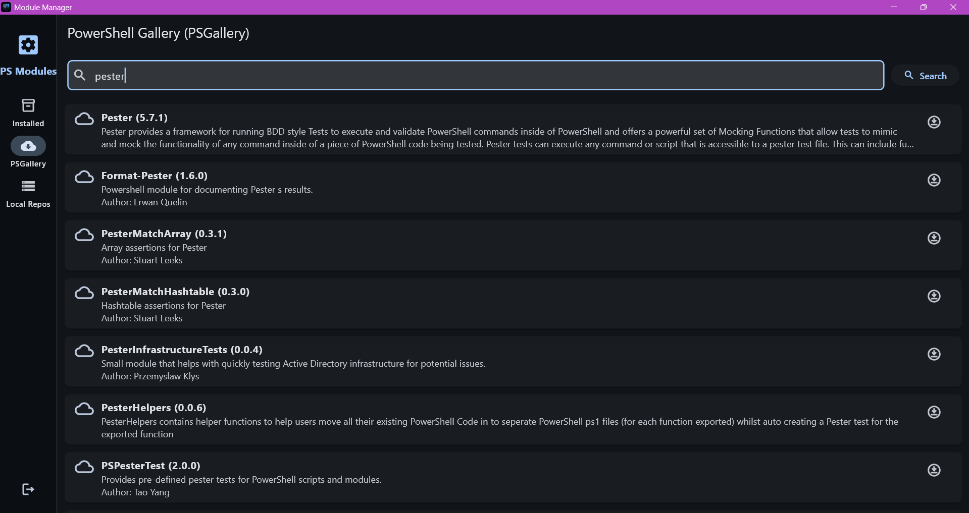 Module Manager screenshot 2